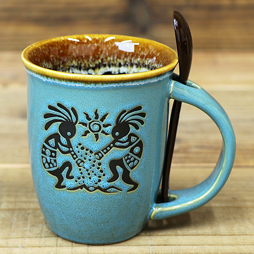 ココペリ セラミック 16oz マグカップ w／スプーン AGC-58376-BL ブルーココペリ セラミック 16oz マグカップ w／スプーン AGC-58376-BL ブルー
