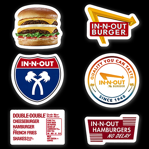 IN-N-OUT BURGER（イン・アンド・アウト・バーガー）ステッカー IN-STICKER-037 6pcセット